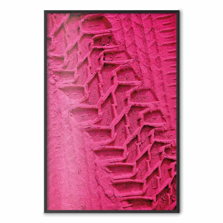 Reifenspuren - Hintergrund in Rosa mit einem abgebildeten Autoreifen