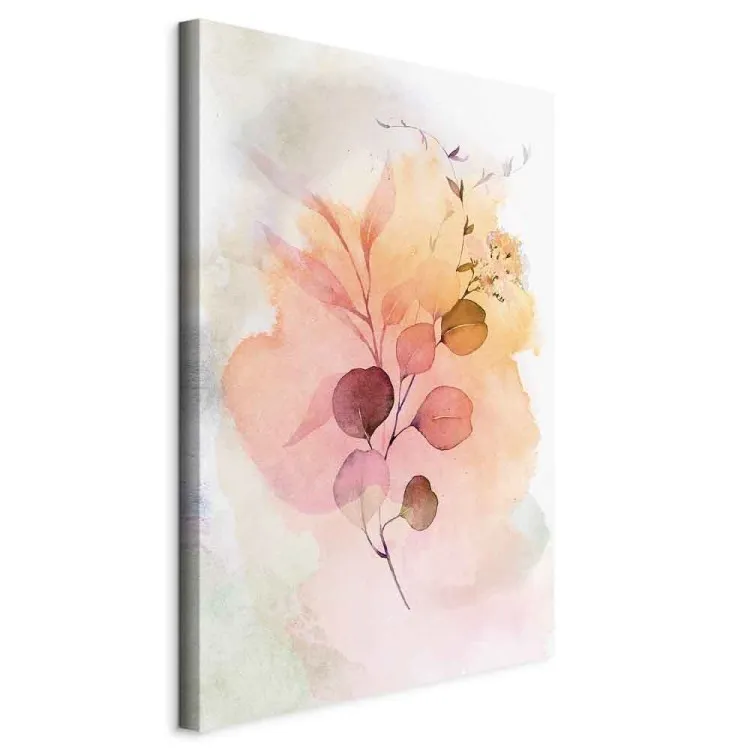 Aquarellzweig (1-teilig) Hochformat - Blume, verschüttete Farben