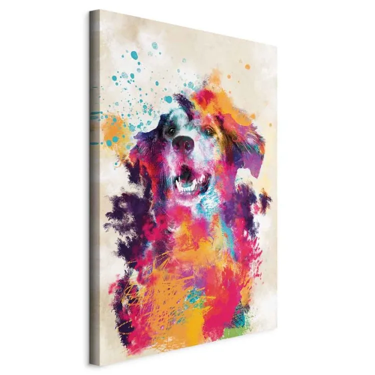 Aquarellhund (1-teilig) Hochformat - Futuristisches buntes Tier
