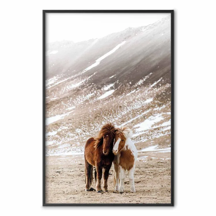 Warmherzige Freundschaft - Herbstliche Tiere vor Gebirge