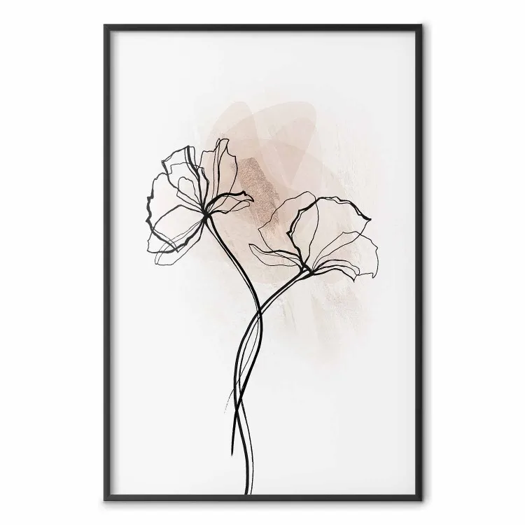 Weg zur Sonne - Pflanze mit Blume auf hellem Hintergrund im Linienstil