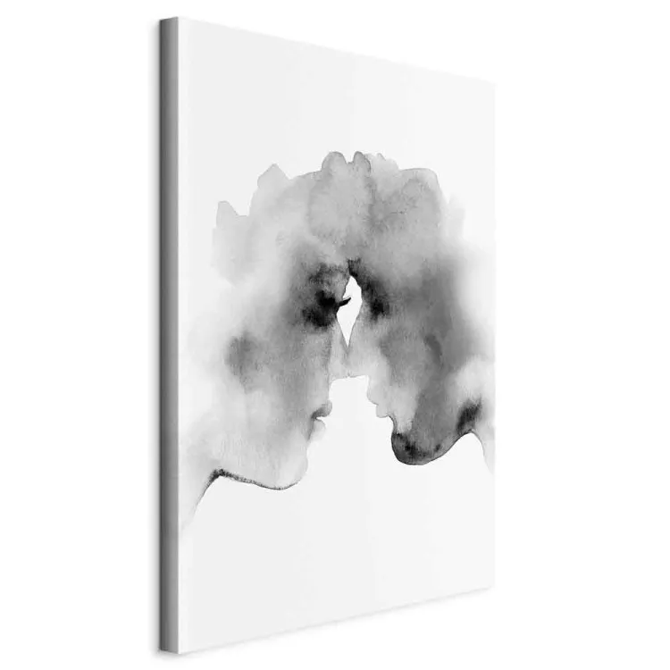Verschwommene Gedanken (1-teilig) Hochformat - Kuss im Aquarellstil