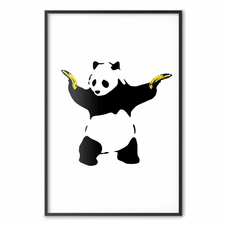 Panda mit Pistolen - Schwarz-weißes Panda auf Weiß