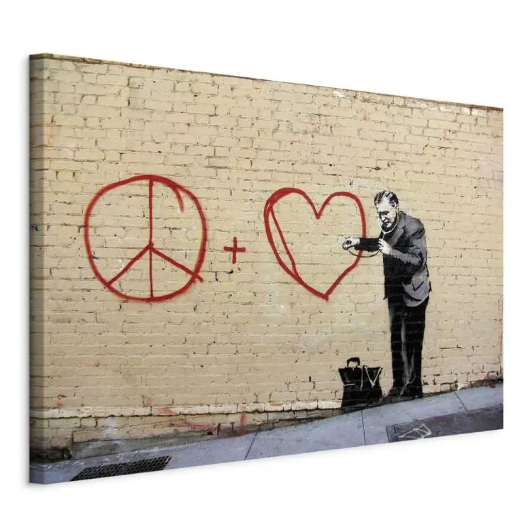 Pazifistischer Arzt (Banksy) - Mann als Street Art auf Backsteinwand