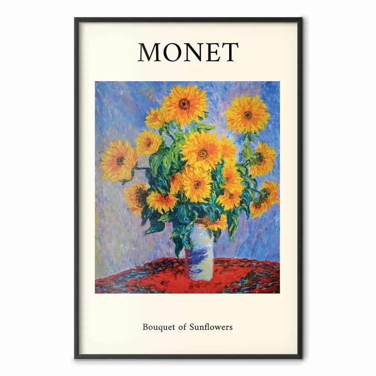 Dekorative Sonnenblumen - Bukett gelber Blumen und Beschriftungen