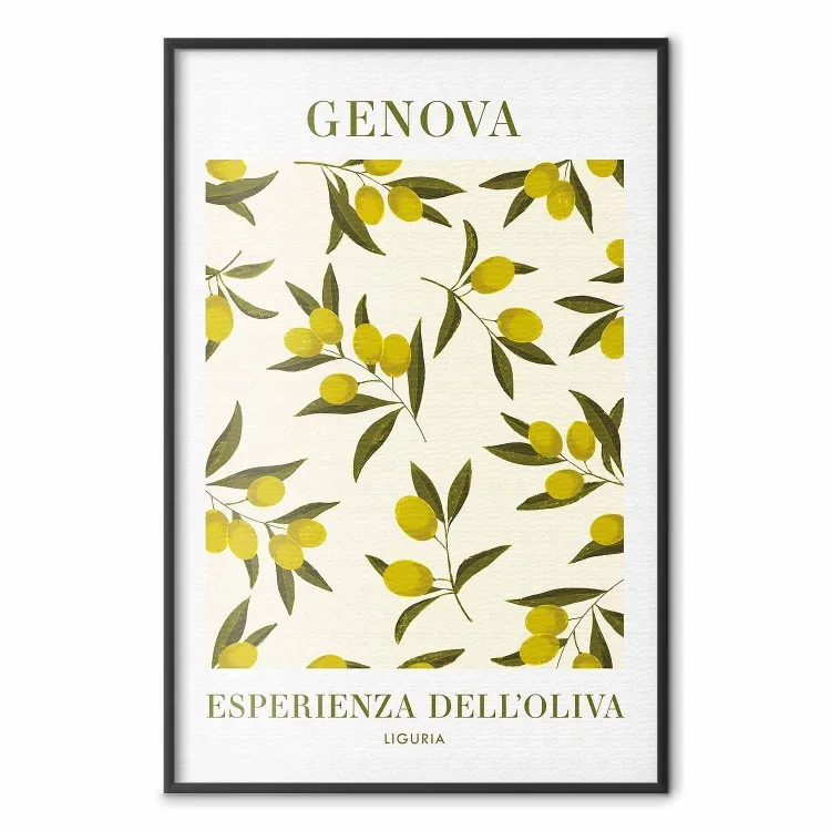 Oliven aus Ligurien - Kleine Früchte mit italienischen Beschriftungen