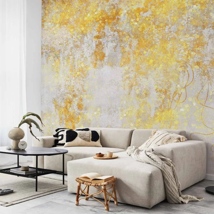 Yellow Cascades - Organic Composition on a Gray Background