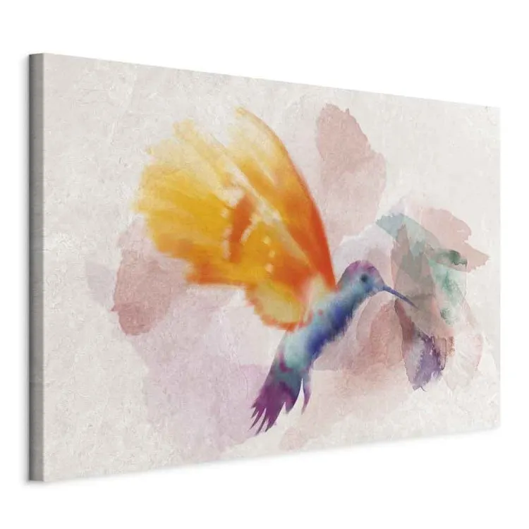 Gelber Kolibri (1-teilig) Breit - Vogel in zarten Aquarellfarben