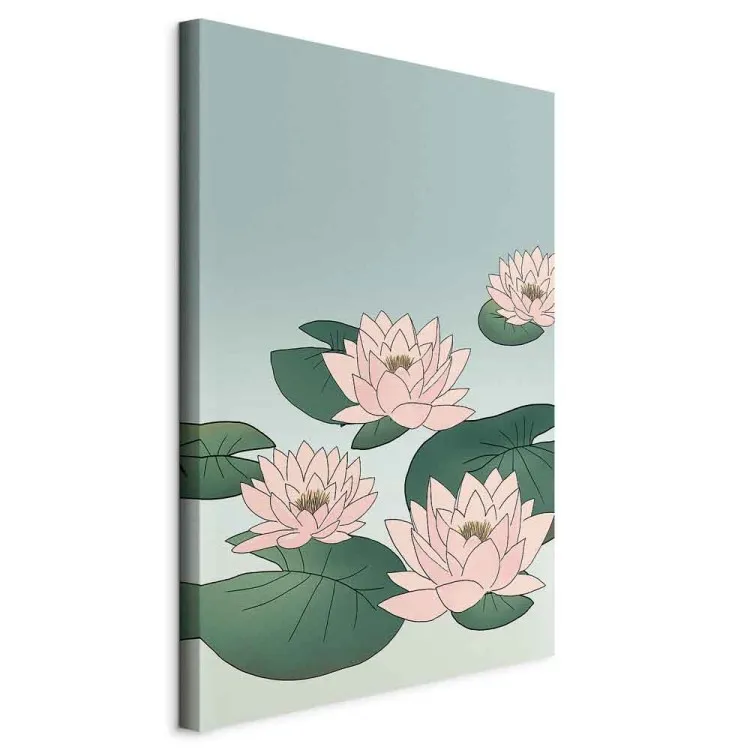 Rosa Seerosen (1-teilig) Vertikal - Landschaft mit Blumen auf Wasser