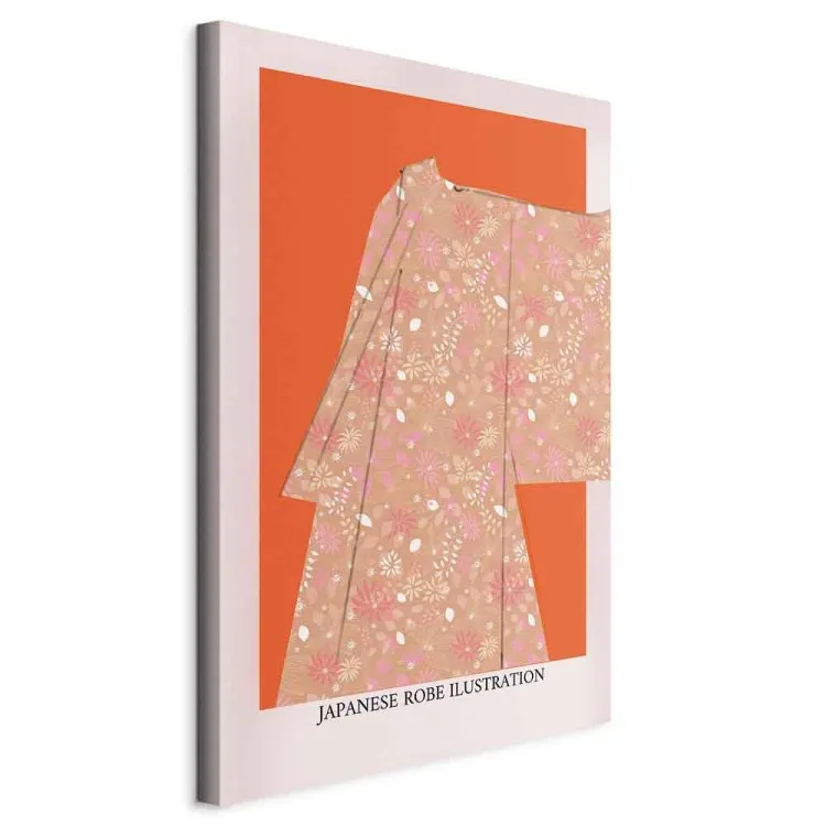 Japanisches Kimono - Schriftzüge und Kleidung im Zen-Stil, Vertikal