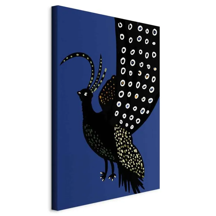 Orientalische Pfote - Schwarzer Vogel auf marineblauem Hintergrund