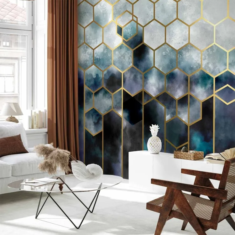 Abstraktion - zarter Kosmos-Motiv im Art-Deco-Stil