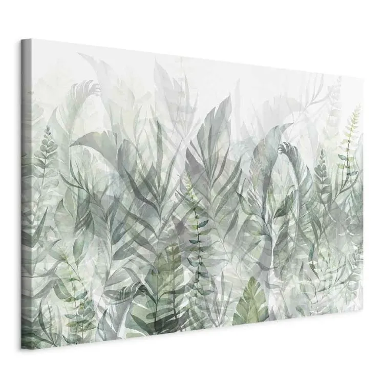 Wildblumenwiese (1-teilig) - Zart gezeichnete Blätter, heller Hintergrund