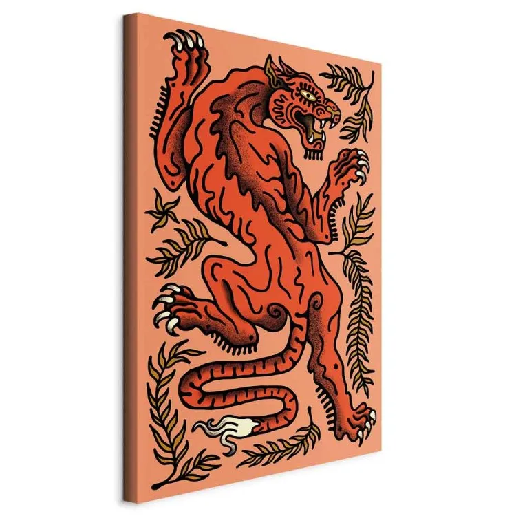 Roter Tiger (1-teilig) - Wilder Katze in Blättern