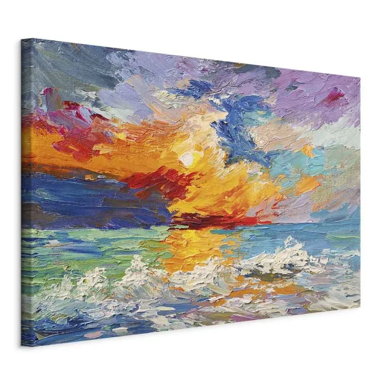 Seascape - Painted Sun at Sunset in Vivid Colors