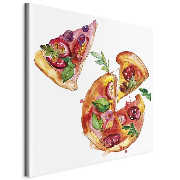 Pizza in Pieces - Hand-Painted Motif of Italian Cuisine