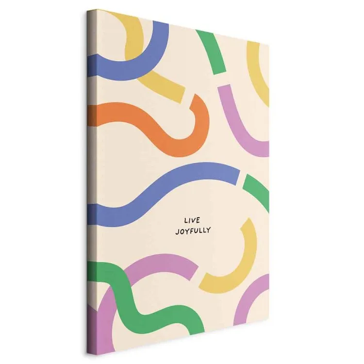 Colorful Abstract Shapes - Pastel Waves on a Beige Background