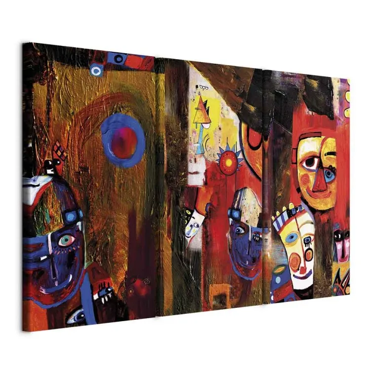 Colorful Abstraction - Cheerful Painted Clowns in the Style of Pablo Picasso