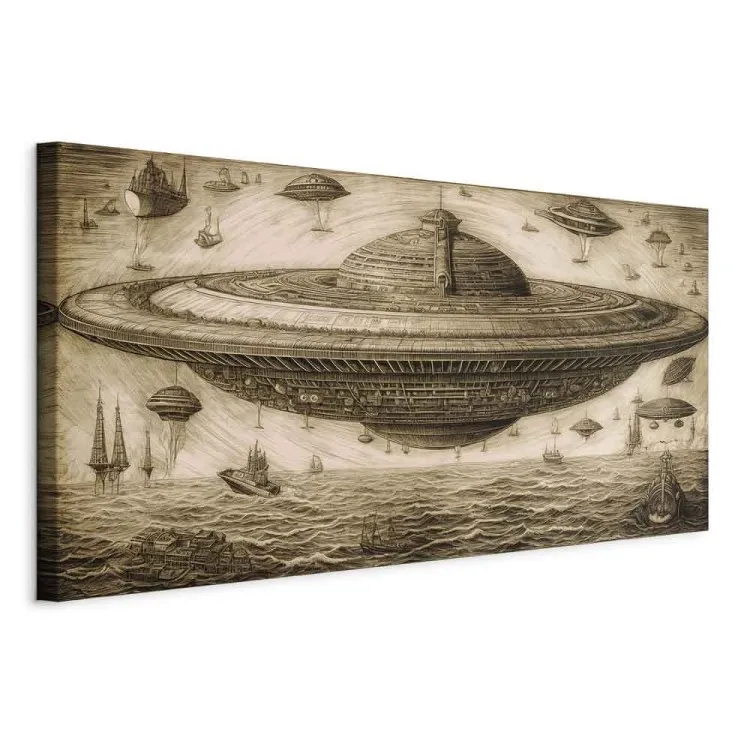 UFO Ship - A Sketch Inspired by the Style of Leonardo Da Vinci