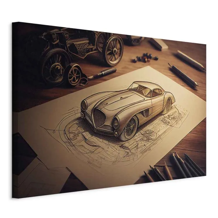 Car Sketch - Vintage Car Drawing Generated by AI