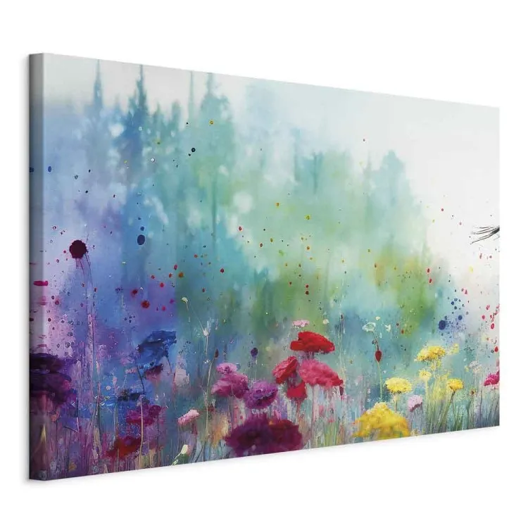 Colorful Flowers - A Painting Composition With a Forest Generated by AI