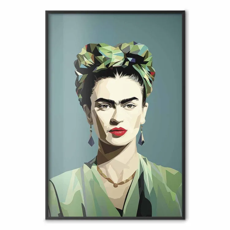 Green Frida - Geometric and Minimalist Portrait of a Woman
