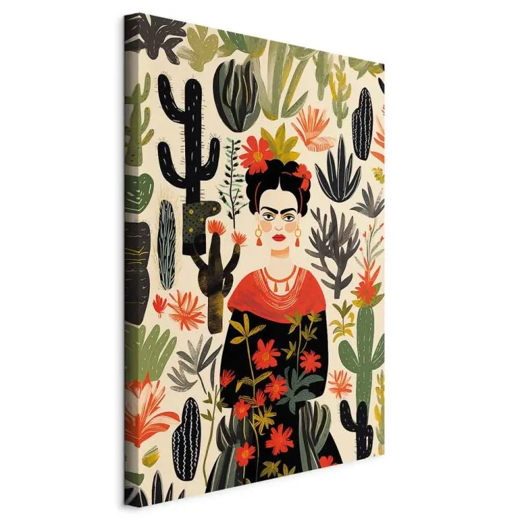 Frida Kahlo - Portrait of the Artist Amid Desert Flora Full of Cacti