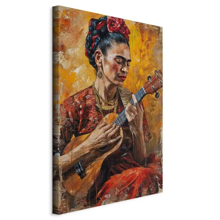 Frida Kahlo - Portrait of a Woman Playing the Ukulele in Brown Tones