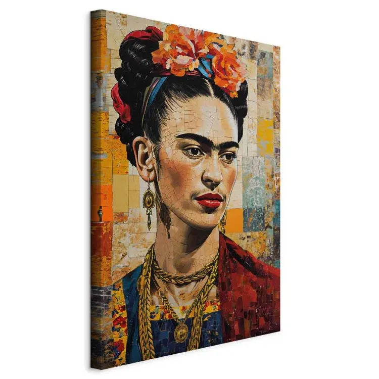 Frida Kahlo - Portrait on a Mosaic Background Inspired by Klimt’s Style