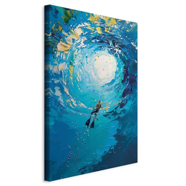 Underwater Vortex - Diver in the Center of a Colorful Ocean Whirl