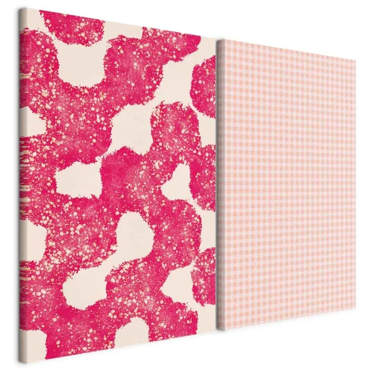 Pink Compositions - Pastel Geometric Patterns and Abstract Blotches on Light Background