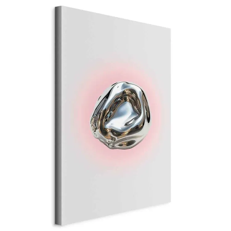 Silver Form - Modern Abstraction in the Form of a Shiny Sphere on a Light Background