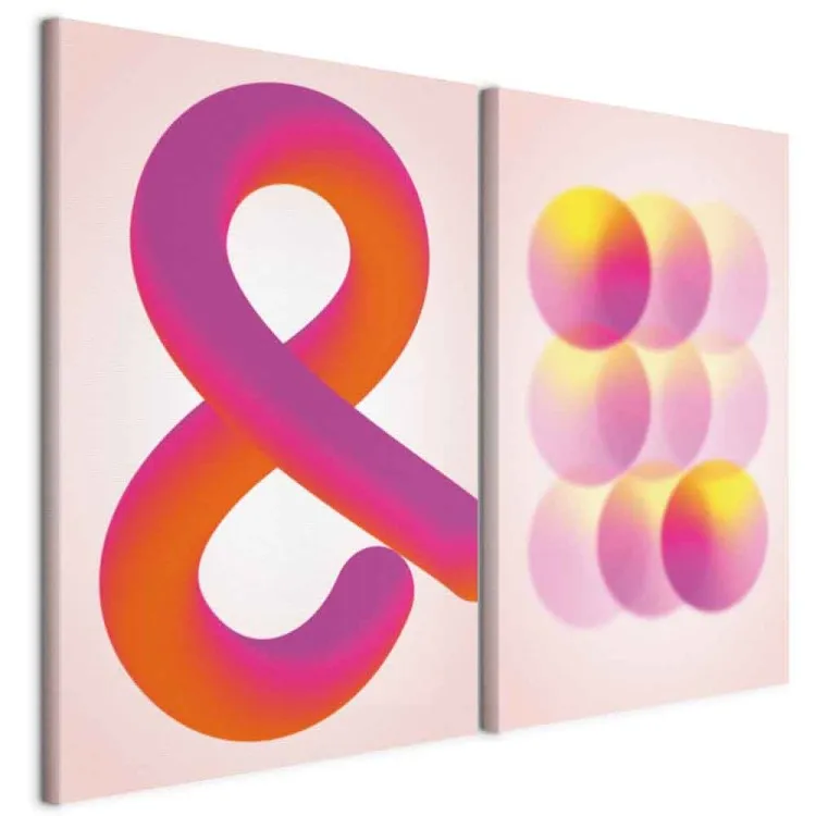 Gradient Symbol - Orange Ampersand and Pink Spheres in Pastel Tones