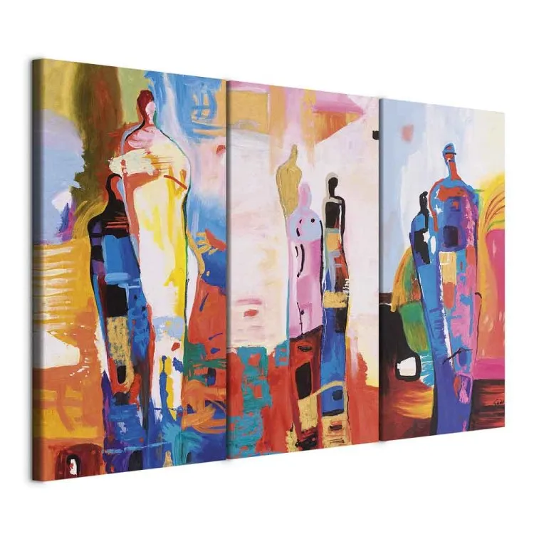 Pastellfiguren (3-teilig) - Bunte Abstraktion mit Silhouetten