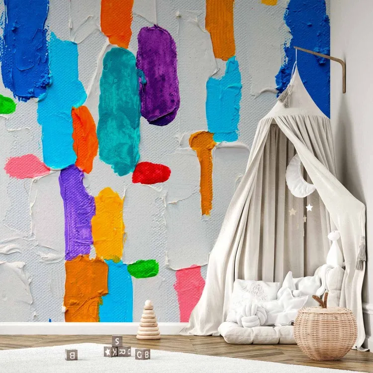 Bunte Expression - gemaltes Muster in bunten Formen auf Weiß